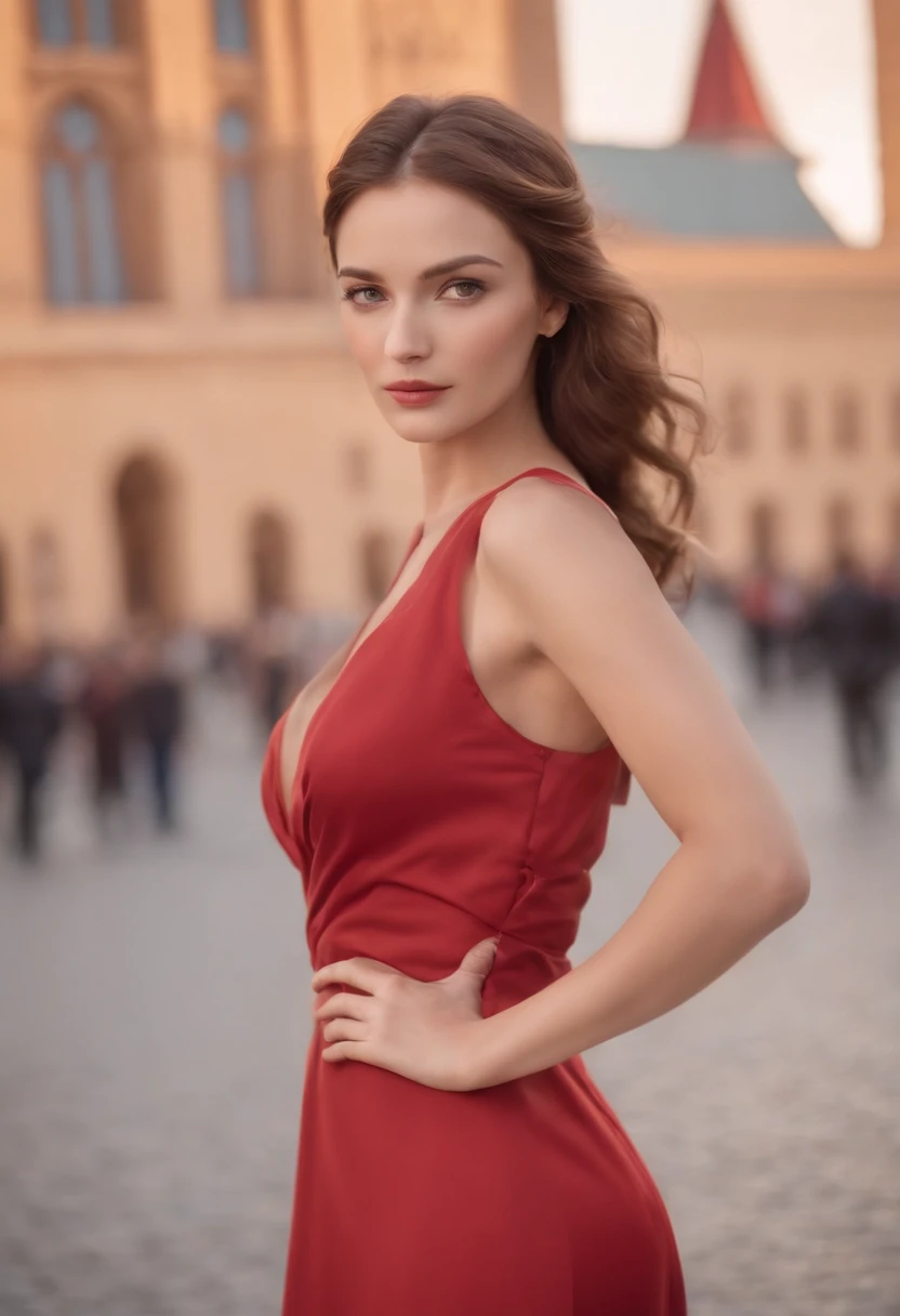 (8k, RAW photo, ultra high res, best quality, masterpiece:1.2), (realistic illustration), (realistic clothes, ultra realistic textile), (photorealistic, high quality, highres, night, natural beauty), sensual look, (real photo), (extremely detailed CG unity 8k wallpaper), absurdres, 21 young, russian woman, beautiful face, medium breasts, red long elegant hair, golden eyes, serious look, tilting head, soviet moscow, red square, soviet imperator costume (long dress), golden epaulettes, red tie, epic