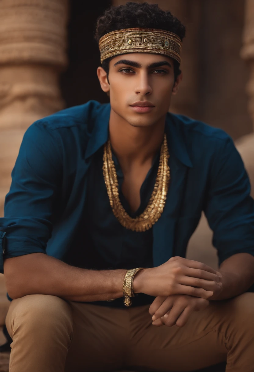 A young man with Egyptian features and modern clothes