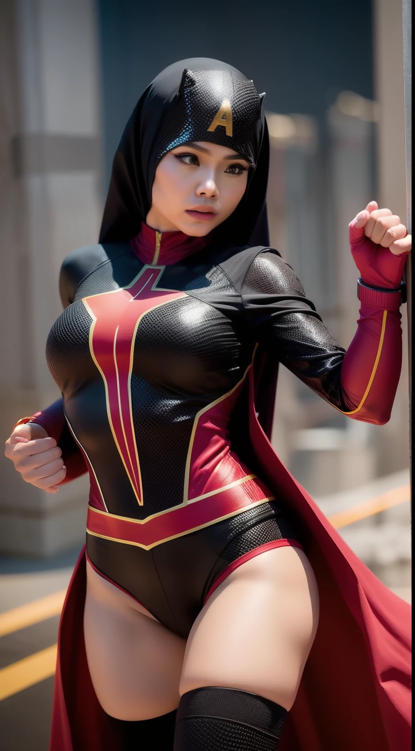 Superheroes Bodysuit hijab female muscle