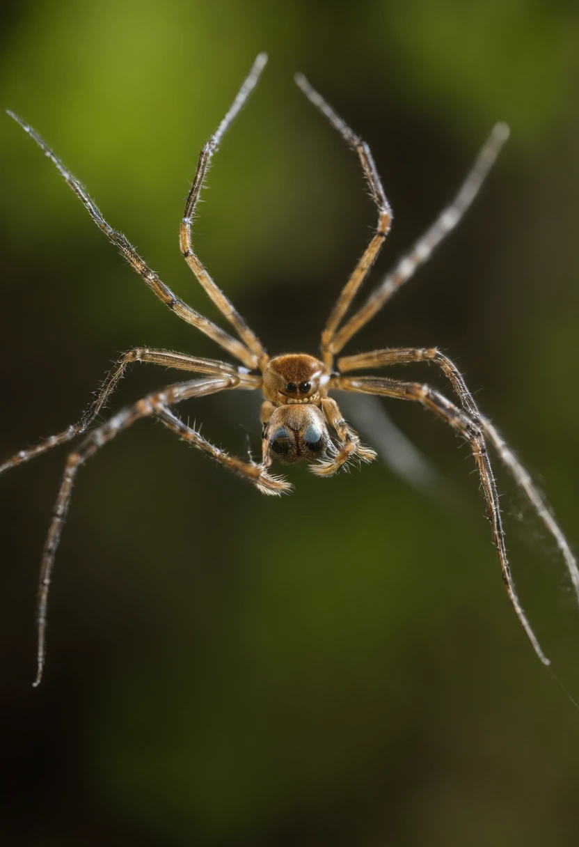 spider:2 Amara is a colossal spider, towering at an astounding 20 feet in height. Her upper body resembles that of a giant spider, with an iridescent exoskeleton, multiple pairs of obsidian-black eyes, and semi-transparent wings. Her lower body is a continuation of her arachnid form, featuring a bulbous, segmented abdomen and eight long, agile legs that enable her to move gracefully both on the ground and in the air. spider:3