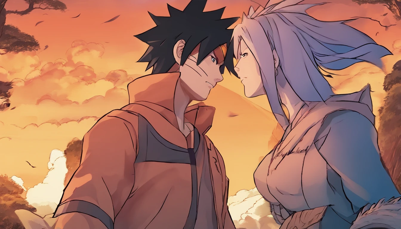 naruto e sasuke se beijando na boca e a hinata vendo