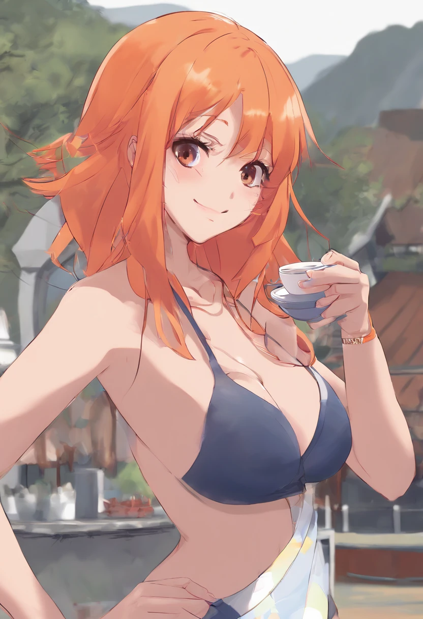 Huge breasts, Cup E, Swimsuit, Smile,Orange hair,Hinata Hyuga,18+
