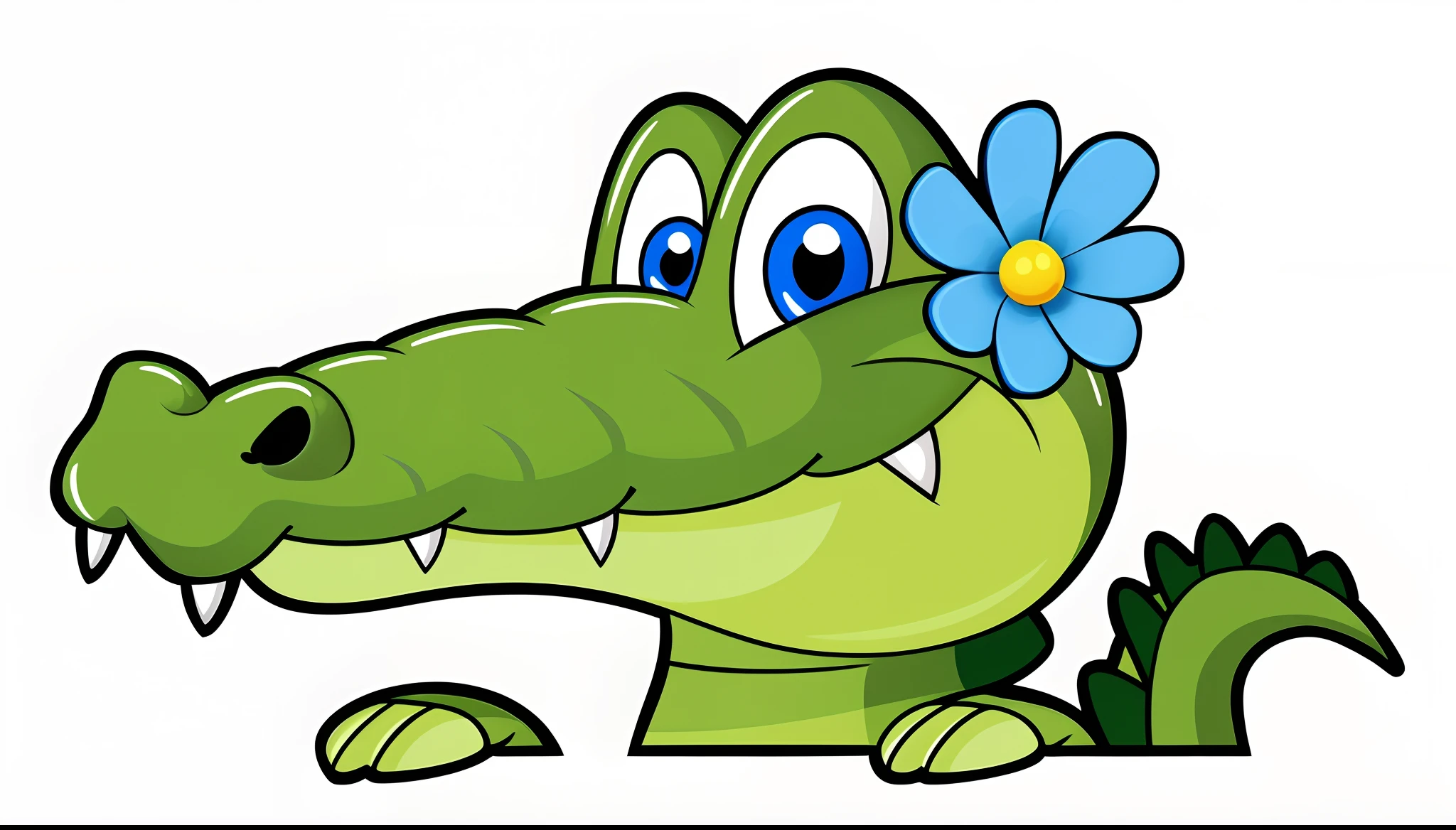 A sweet cartoon crocodile with flower in mouth, anthropomorphic alligator, cartoon illustration, alligator, crocodile, crocodile loki, clipart, hd illustration, photo of crocodile, crocodile reptilian motifs, half crocodile, svg illustration, swampy, alligators, “portrait of a cartoon animal, cel shaded vector art, cartoonish vector style, screengrab