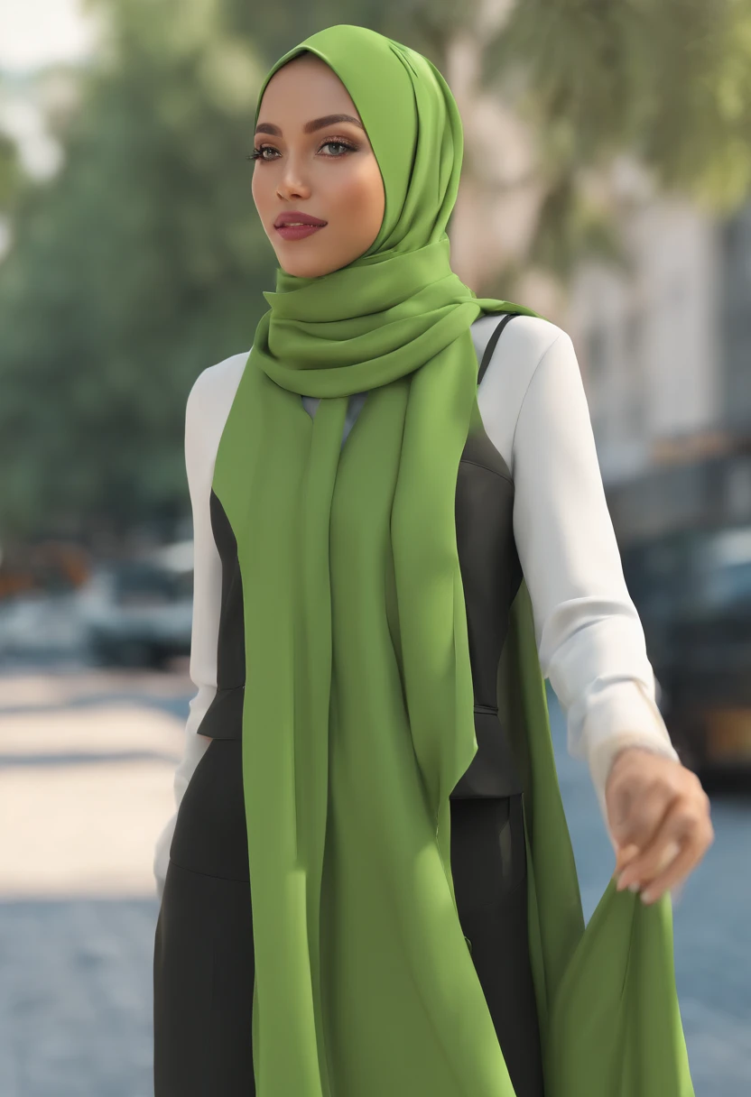 (((Green hijab))), full hijab, long hijab, close hijab,