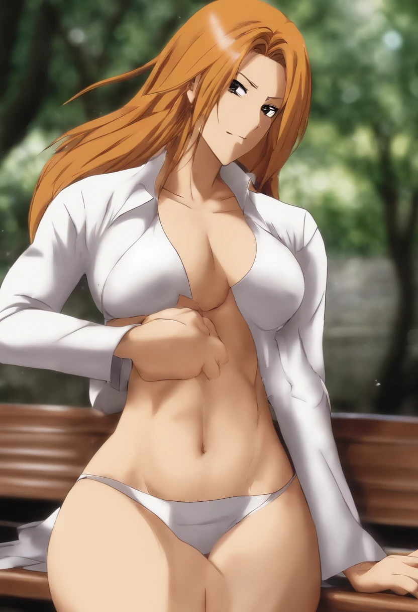 Bleach Rangiku Matsumoto, micro bikini, abs, topless, extremely detailed, after sex, cum leaking out