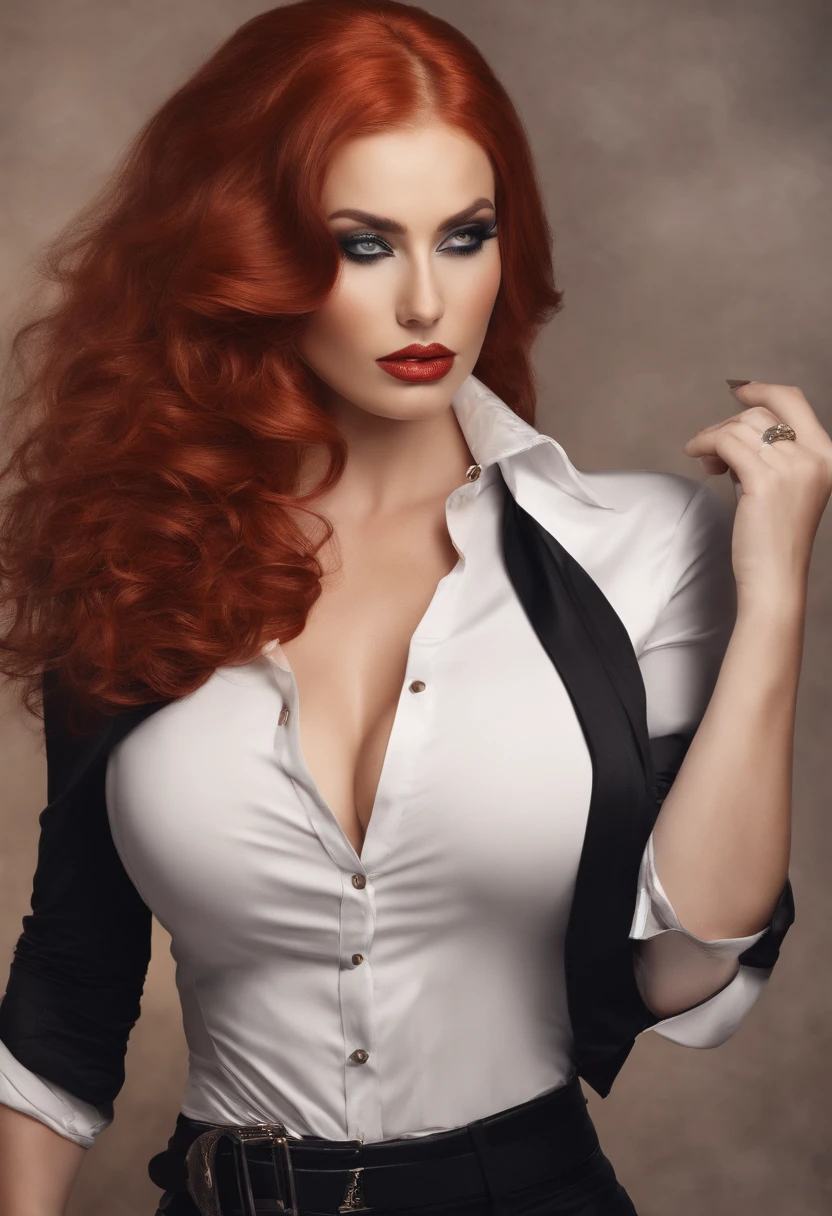 Highly detailed, Seductive erotic women, Tight fitting shirts, (Busty, So big,So much so that the shirt is constantly destroyed, Red hair), face centered, Face Focused, intricately detailed eyes,