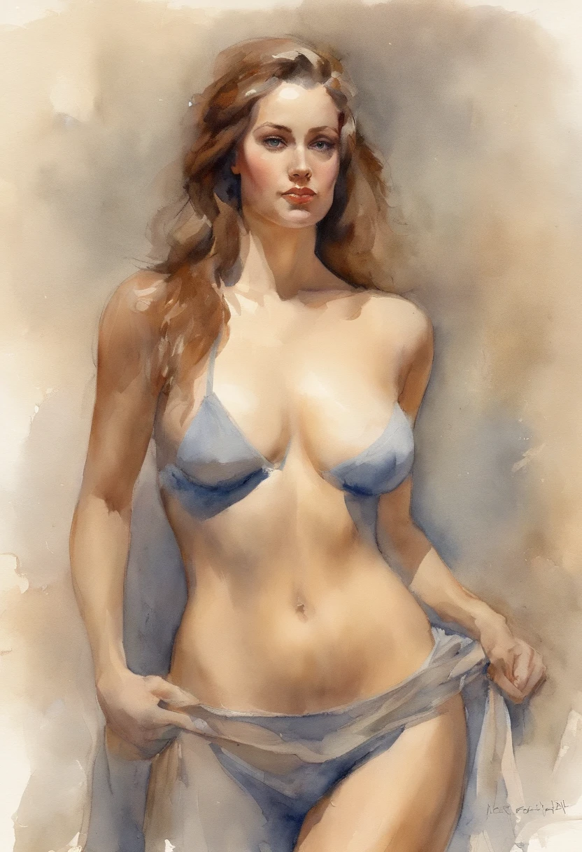 sketch, 20 year old girl figure study, standing, full body, fully nude, natural, pastel, harry bush, James Montgomery Flagg and Lois van Baarle and jim french and rossdraws, detailed realistic eyes, very beautiful, NAKED, best quality, masterpiece , ultra high products, (photorealistic:1.4), raw photography, shiny skin, SHINY BODY, dramatic lighting, full body, big breasts, exposed breasts, different positions, different poses, different proportions