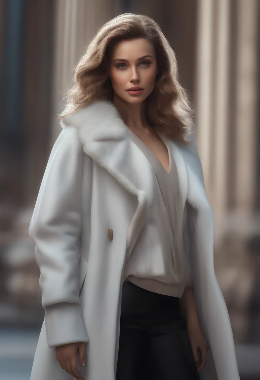 Beautiful Girl With Realistic Black Eyes, pale skinned, cheveux noirs mi-longs, visage parfait, Des yeux parfaits, porter un manteau, highly detailed, Full kinematics, digital painting, 8k, lighting cinematic, Best quality, high resolucion, Detailed work, Post-traitement, Perfect result, hyper realistic