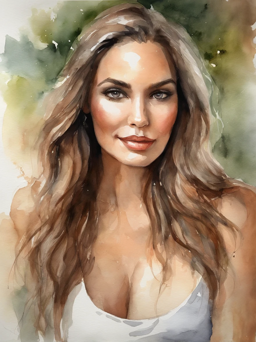Watercolor Painting of a beautiful girl : : Trending on Artstation: : The simple composition creates a sense of order and harmony. The painting captures the spiritual qualities of the natural world. --uplight --ar 9:16