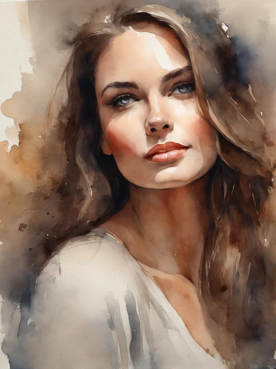 Pintura em aquarela de uma menina preta bonita : : trending on ArtStation: : Simple composition creates a sense of order and harmony. A pintura reflete as qualidades espirituais do mundo natural. --up luz --ar 9:16 cabelo longo