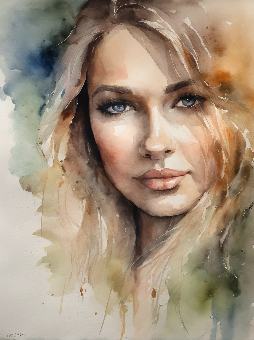 Watercolor Painting of a beautiful girl : : Trending on Artstation: : The simple composition creates a sense of order and harmony. The painting captures the spiritual qualities of the natural world. --uplight --ar 9:16