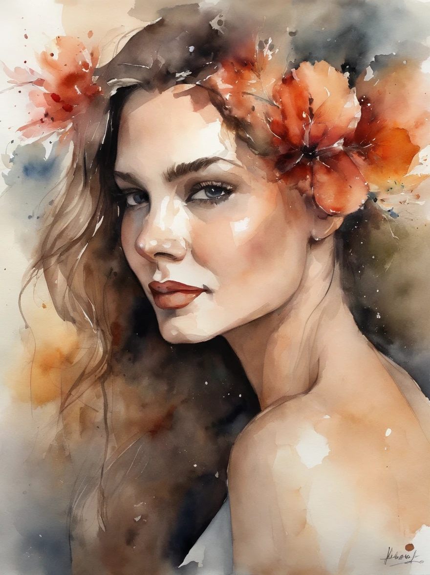 Watercolor Painting of a beautiful girl : : Trending on Artstation: : The simple composition creates a sense of order and harmony. The painting captures the spiritual qualities of the natural world. --uplight --ar 9:16