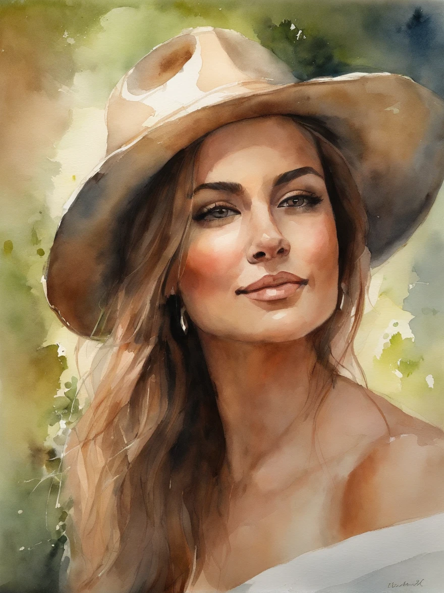 Watercolor Painting of a beautiful girl : : Trending on Artstation: : The simple composition creates a sense of order and harmony. The painting captures the spiritual qualities of the natural world. --uplight --ar 9:16