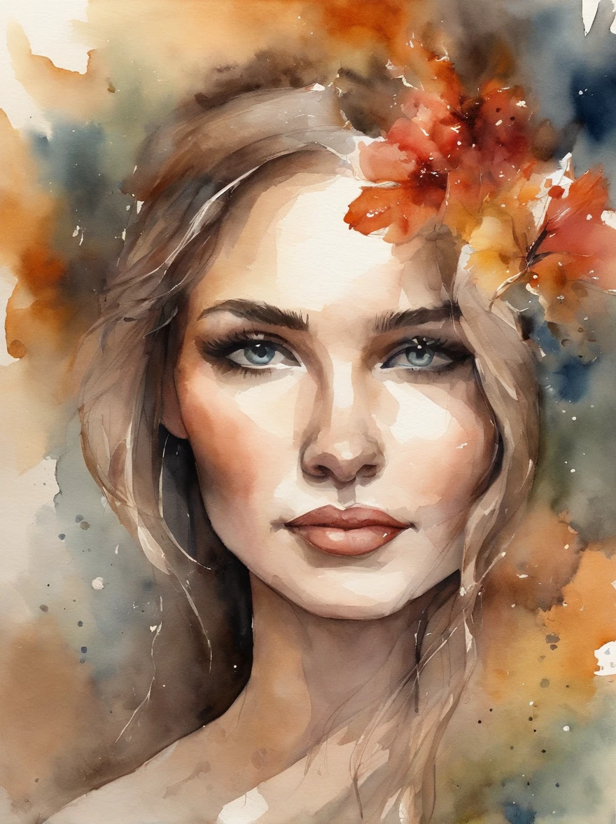 Watercolor Painting of a beautiful girl : : Trending on Artstation: : The simple composition creates a sense of order and harmony. The painting captures the spiritual qualities of the natural world. --uplight --ar 9:16