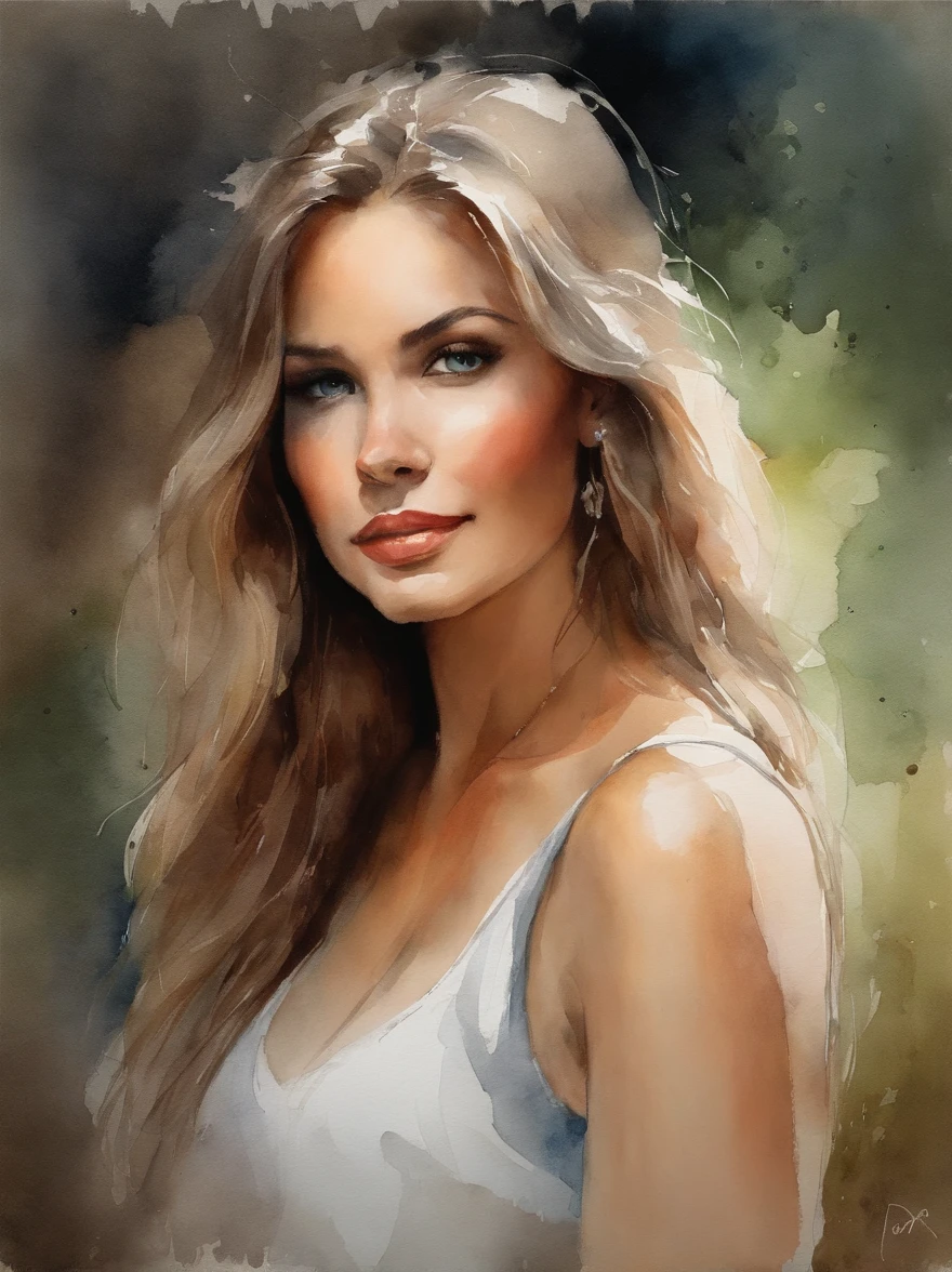 Watercolor Painting of a beautiful girl : : Trending on Artstation: : The simple composition creates a sense of order and harmony. The painting captures the spiritual qualities of the natural world. --uplight --ar 9:16