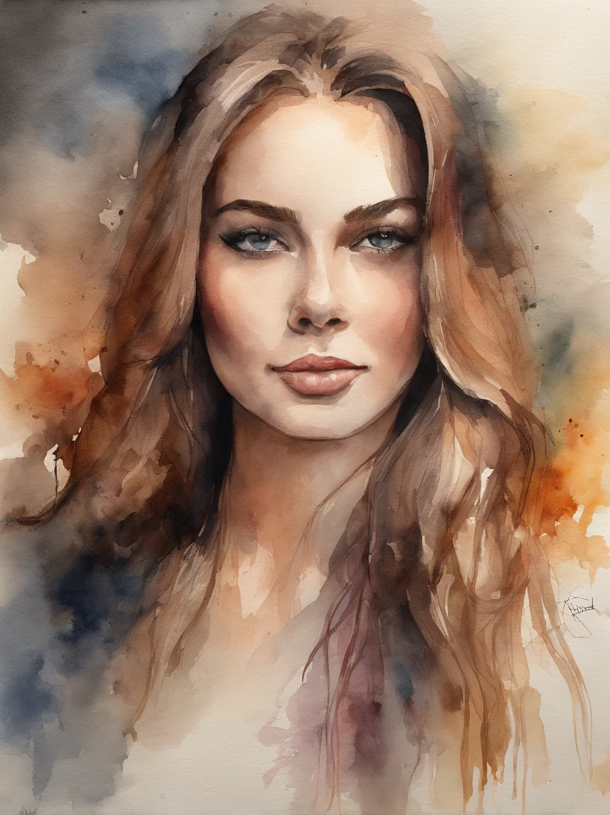 Watercolor Painting of a beautiful girl : : Trending on Artstation: : The simple composition creates a sense of order and harmony. The painting captures the spiritual qualities of the natural world. --uplight --ar 9:16