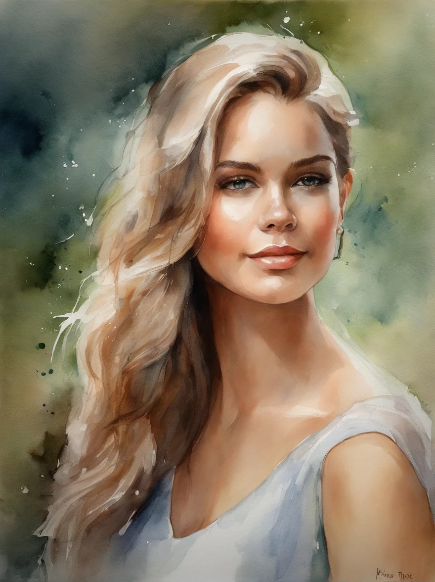 Watercolor Painting of a beautiful girl : : Trending on Artstation: : The simple composition creates a sense of order and harmony. The painting captures the spiritual qualities of the natural world. --uplight --ar 9:16