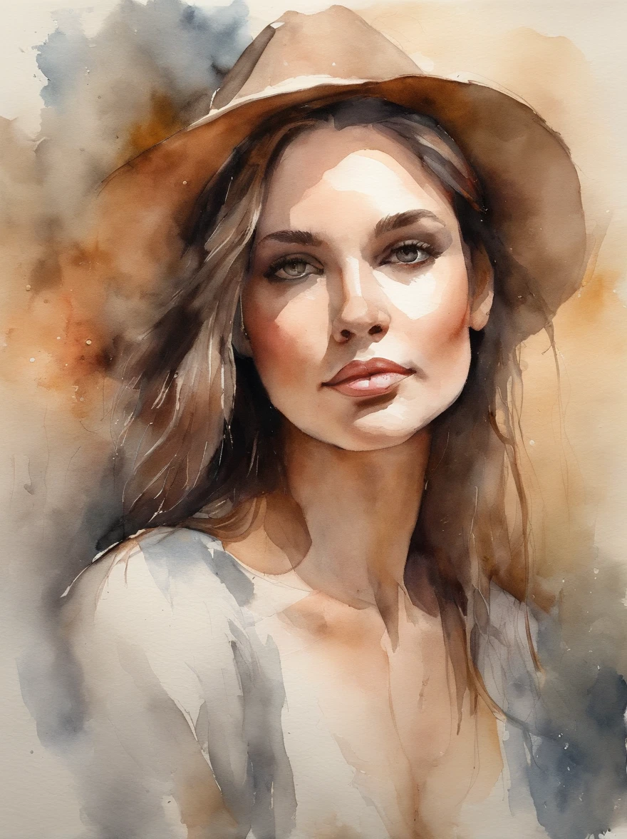 um desenho de uma mulher, artistic , modelo de artista , a charcoal drawing by William Twigg-Smith, CGSetnação, arte figurativa, Aquarela, desenho colorido, dynamic pose, corpo inteiro, Aquarel e Tinta