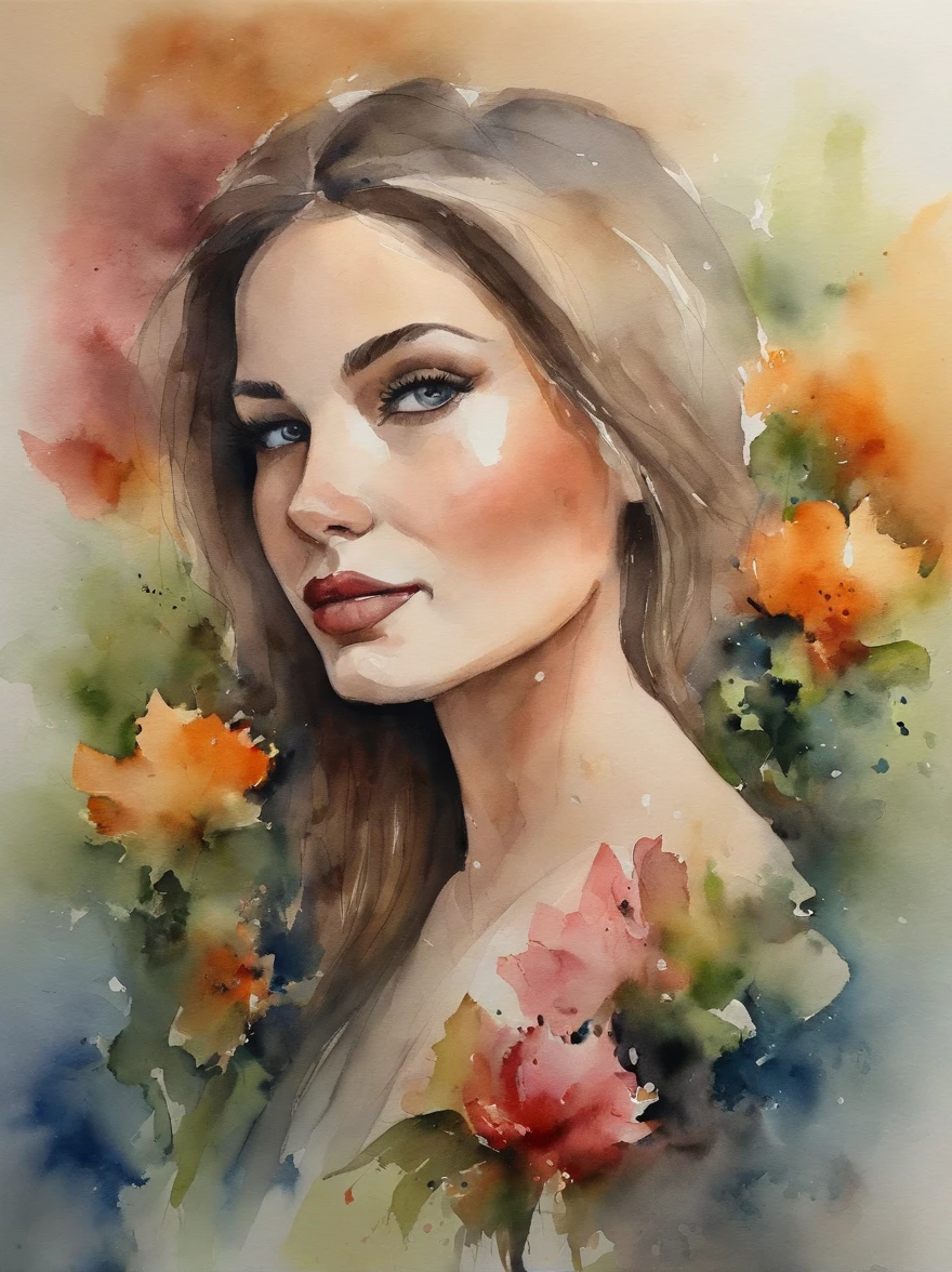 Watercolor Painting of a beautiful girl : : Trending on Artstation: : The simple composition creates a sense of order and harmony. The painting captures the spiritual qualities of the natural world. --uplight --ar 9:16