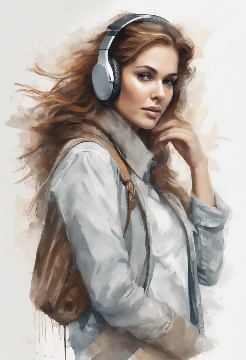 Perfekte Zentrierung, Niedlicher brauner welpel, Tragen einer Studentenjacke, Tragen Sie eine Sonnenbrille, Wearing headphones, Stand, abstract beauty, zentriert, Blick in die Kamera, Der Kamera zugewandt, Nahezu perfekt, dynamisch, Mondbeschienenes Leuchten, sehr detailliert, Digitale Malerei, Kunststation, konzept-kunst, seidig, Scharfer Fokus, 8K, High-definition resolution, Illustration, Kunst von Carne Griffiths und Wadim Kashin, white background,