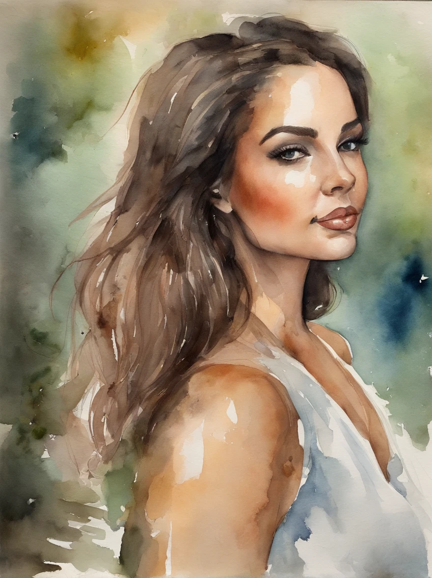 Watercolor Painting of a beautiful girl : : Trending on Artstation: : The simple composition creates a sense of order and harmony. The painting captures the spiritual qualities of the natural world. --uplight --ar 9:16