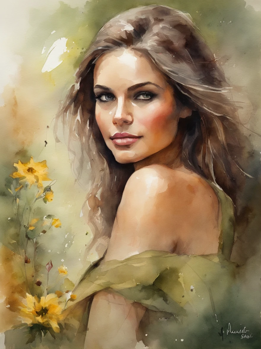 Watercolor Painting of a beautiful girl : : Trending on Artstation: : The simple composition creates a sense of order and harmony. The painting captures the spiritual qualities of the natural world. --uplight --ar 9:16