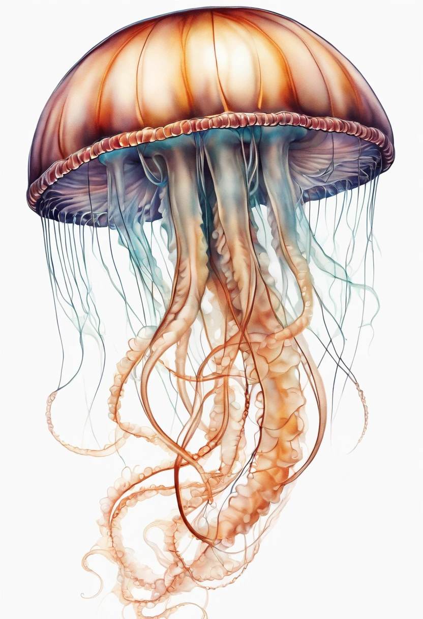 Large jellyfish tattoo design. White background.