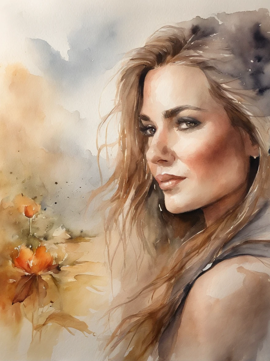Watercolor Painting of a beautiful girl : : Trending on Artstation: : The simple composition creates a sense of order and harmony. The painting captures the spiritual qualities of the natural world. --uplight --ar 9:16