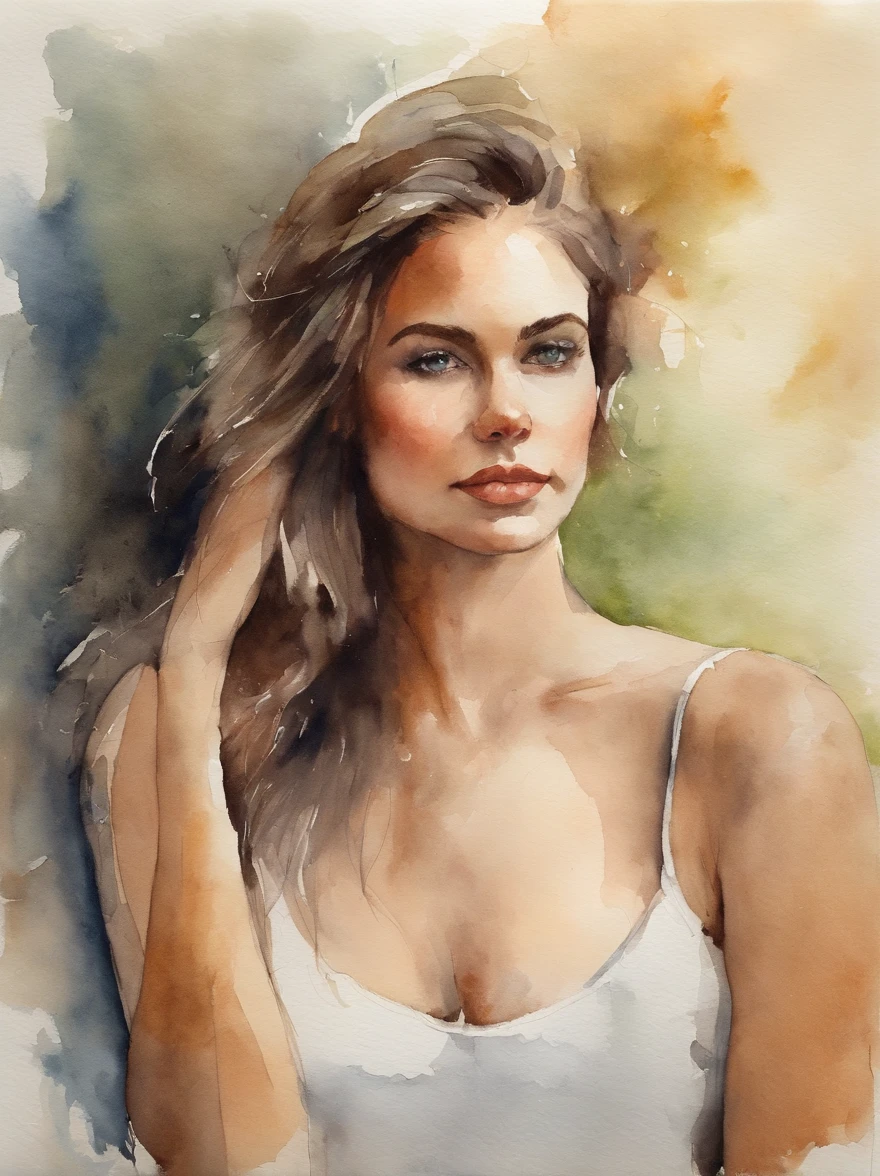 Watercolor Painting of a beautiful girl : : Trending on Artstation: : The simple composition creates a sense of order and harmony. The painting captures the spiritual qualities of the natural world. --uplight --ar 9:16