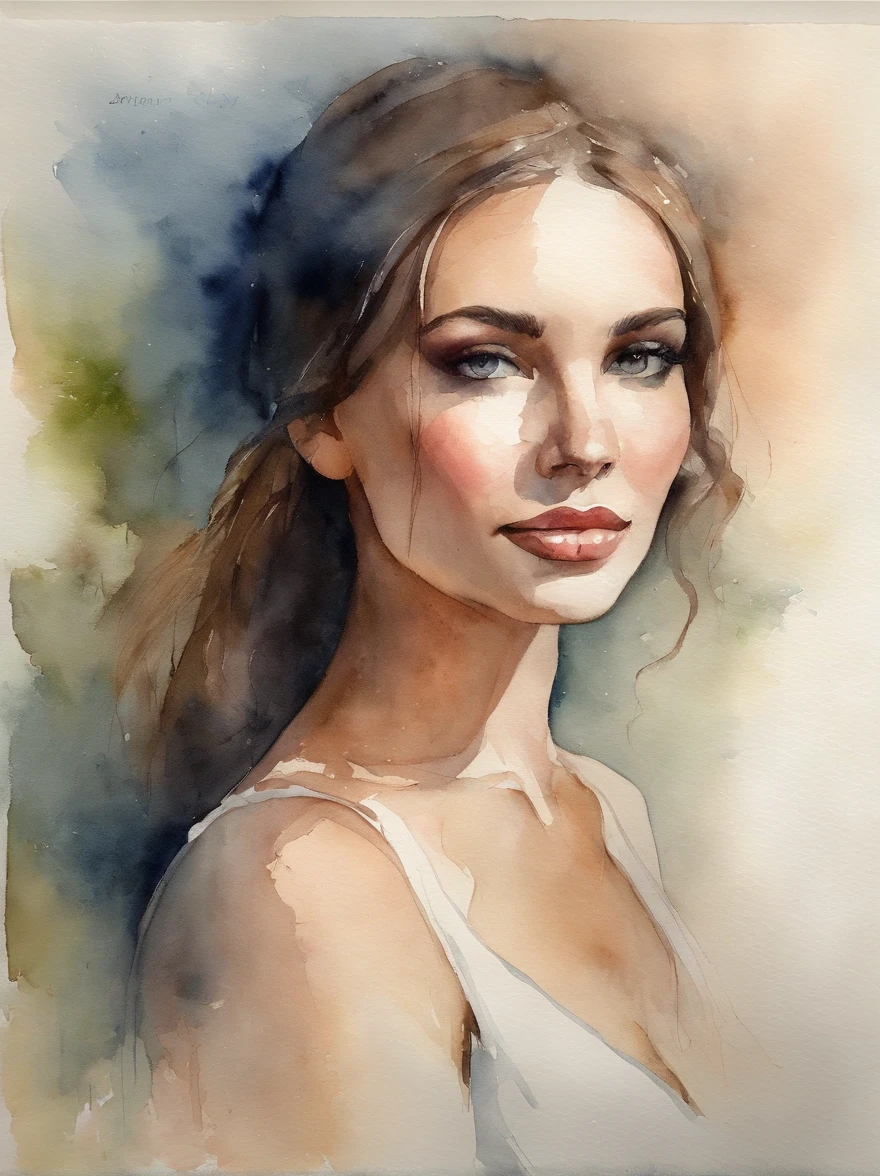 Watercolor Painting of a beautiful girl : : Trending on Artstation: : The simple composition creates a sense of order and harmony. The painting captures the spiritual qualities of the natural world. --uplight --ar 9:16