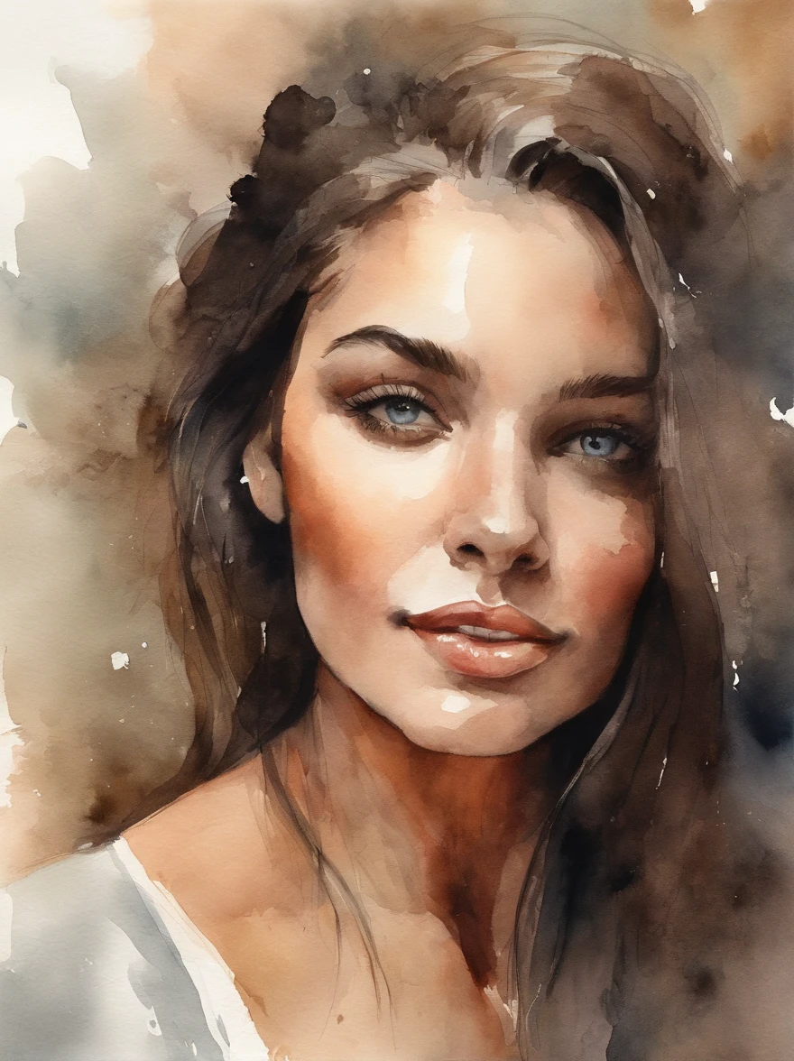 Watercolor Painting of a beautiful girl : : Trending on Artstation: : The simple composition creates a sense of order and harmony. The painting captures the spiritual qualities of the natural world. --uplight --ar 9:16