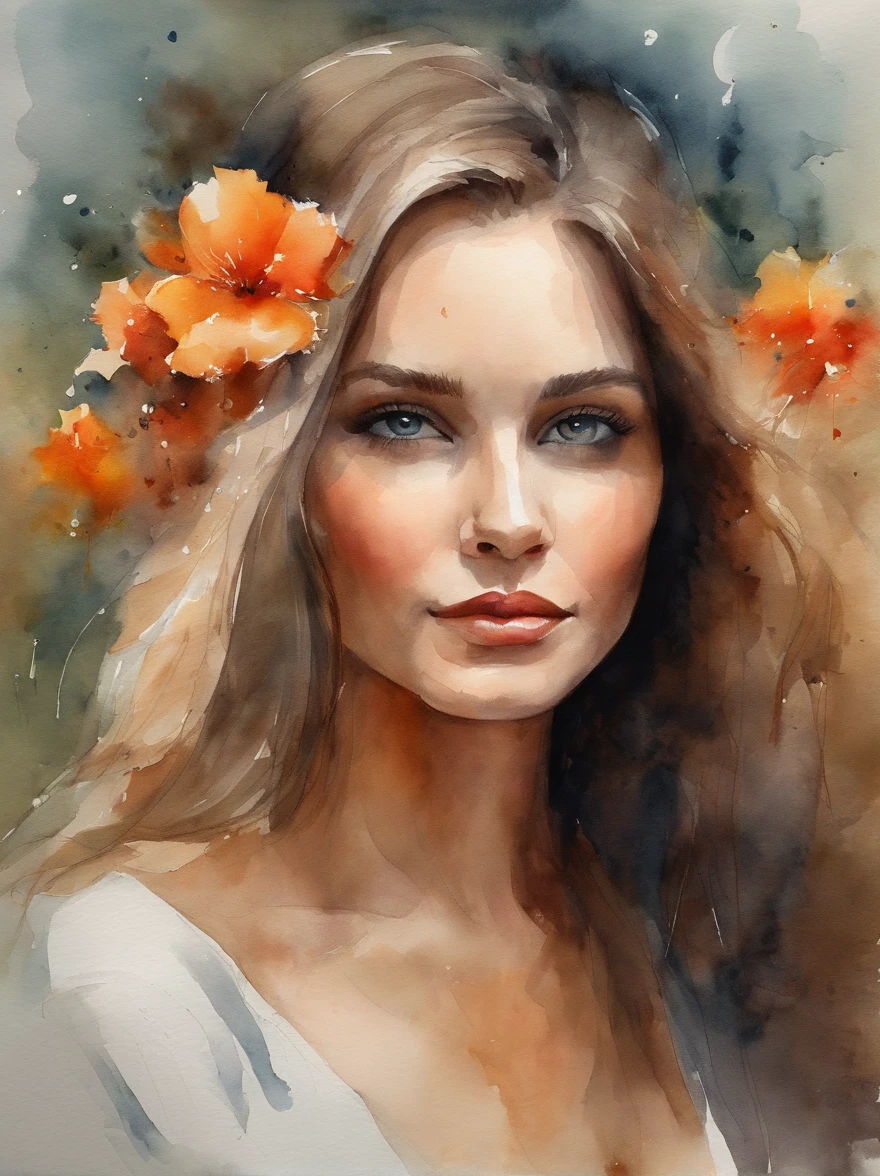 Watercolor Painting of a beautiful girl : : Trending on Artstation: : The simple composition creates a sense of order and harmony. The painting captures the spiritual qualities of the natural world. --uplight --ar 9:16