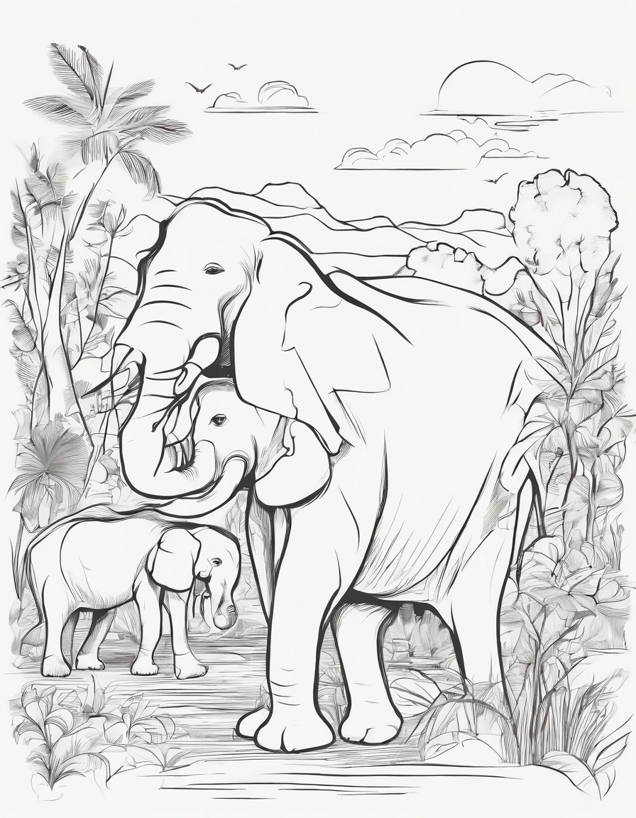 Zoo animals,sketch style,coloring page,white background