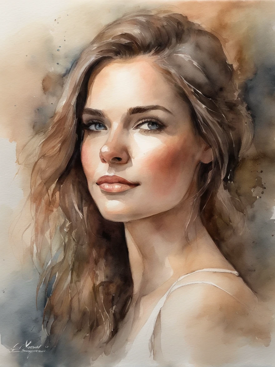 Watercolor Painting of a beautiful girl : : Trending on Artstation: : The simple composition creates a sense of order and harmony. The painting captures the spiritual qualities of the natural world. --uplight --ar 9:16