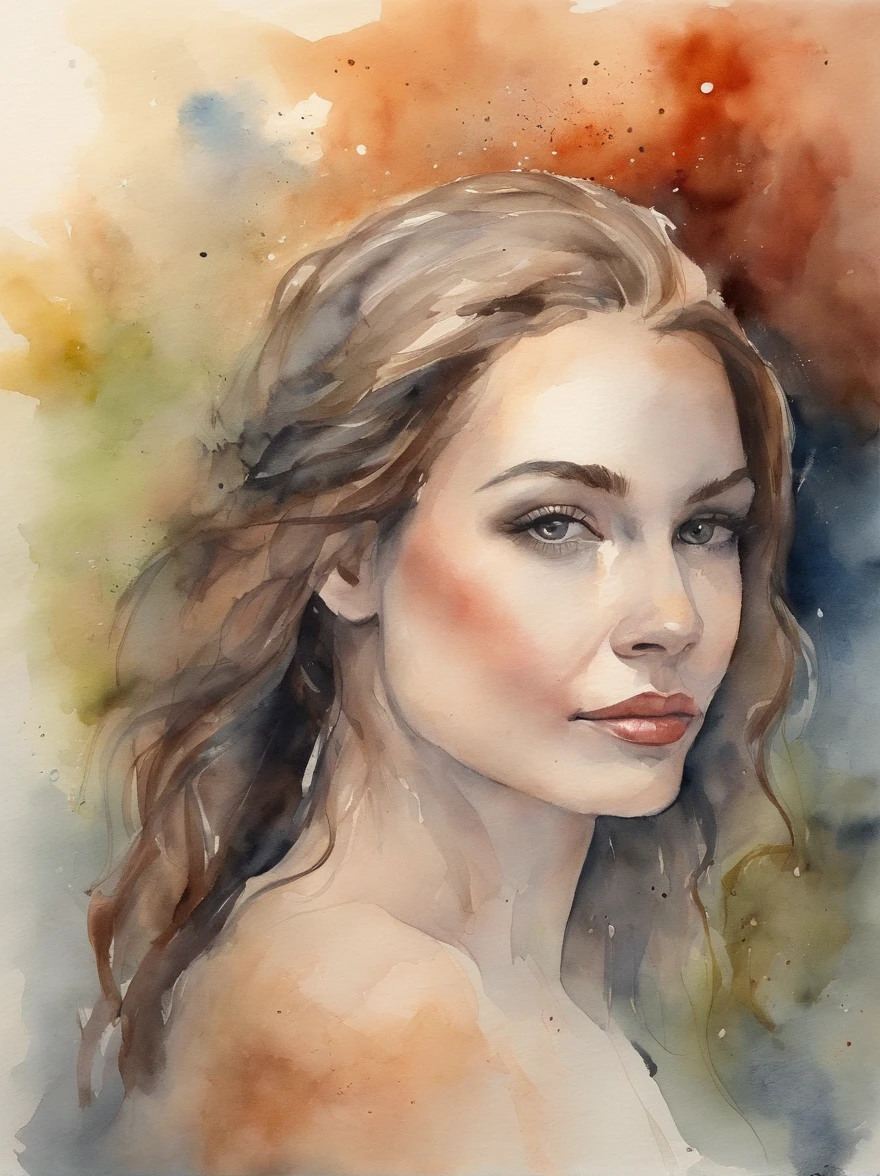 Retrato de uma jovem muito bonita, gordinha, cabelo loiro,  nua com o dedo na boca.