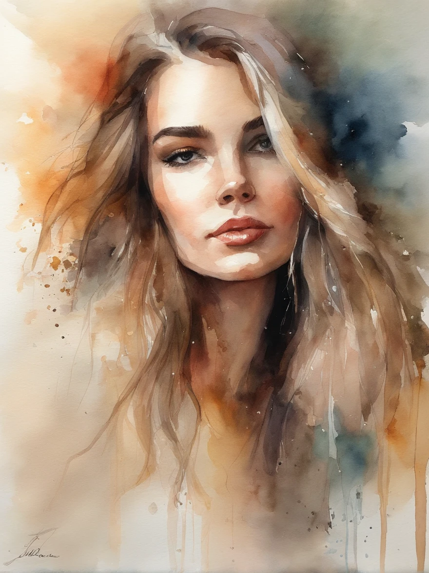 Watercolor Painting of a beautiful girl : : Trending on Artstation: : The simple composition creates a sense of order and harmony. The painting captures the spiritual qualities of the natural world. --uplight --ar 9:16