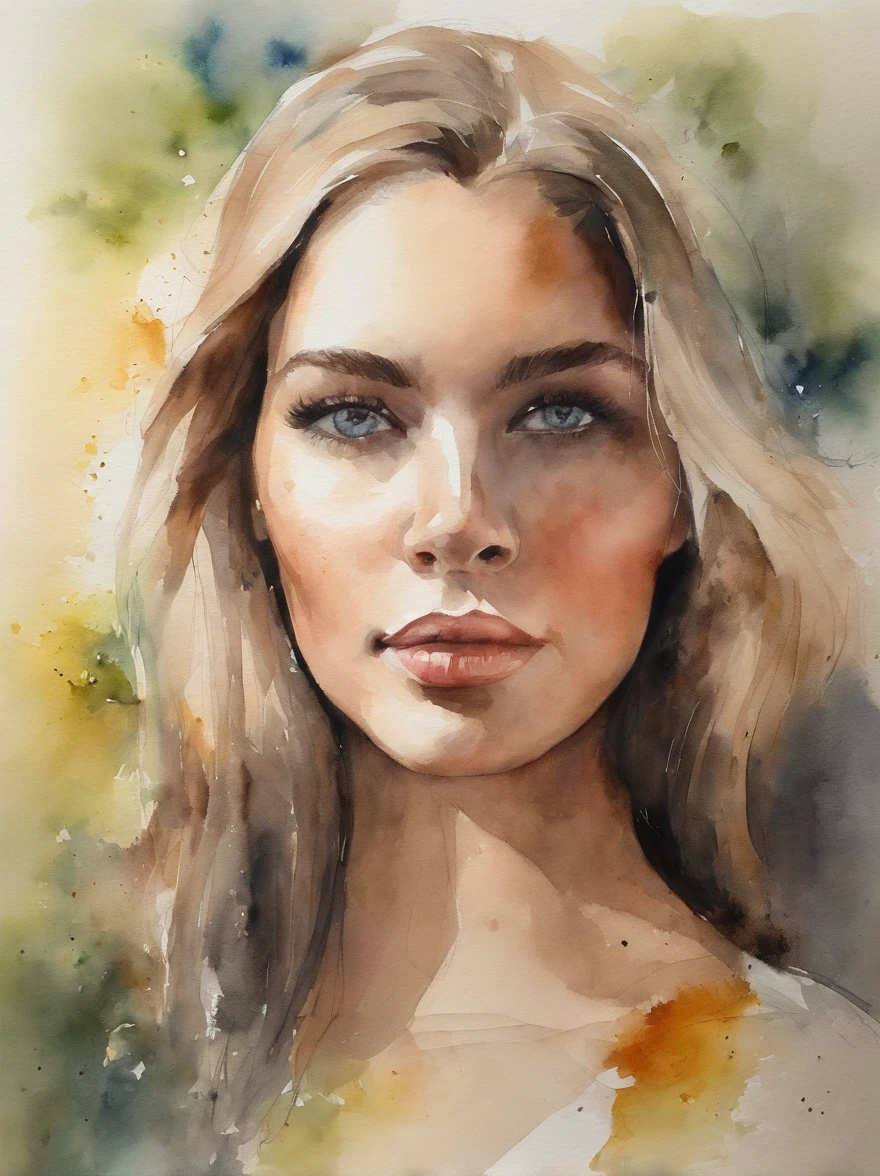 Watercolor Painting of a beautiful girl : : Trending on Artstation: : The simple composition creates a sense of order and harmony. The painting captures the spiritual qualities of the natural world. --uplight --ar 9:16