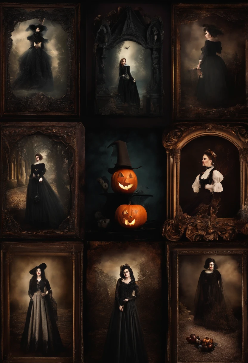 Gothic Halloween Collage Wall Art Style Vintage Dark Academy