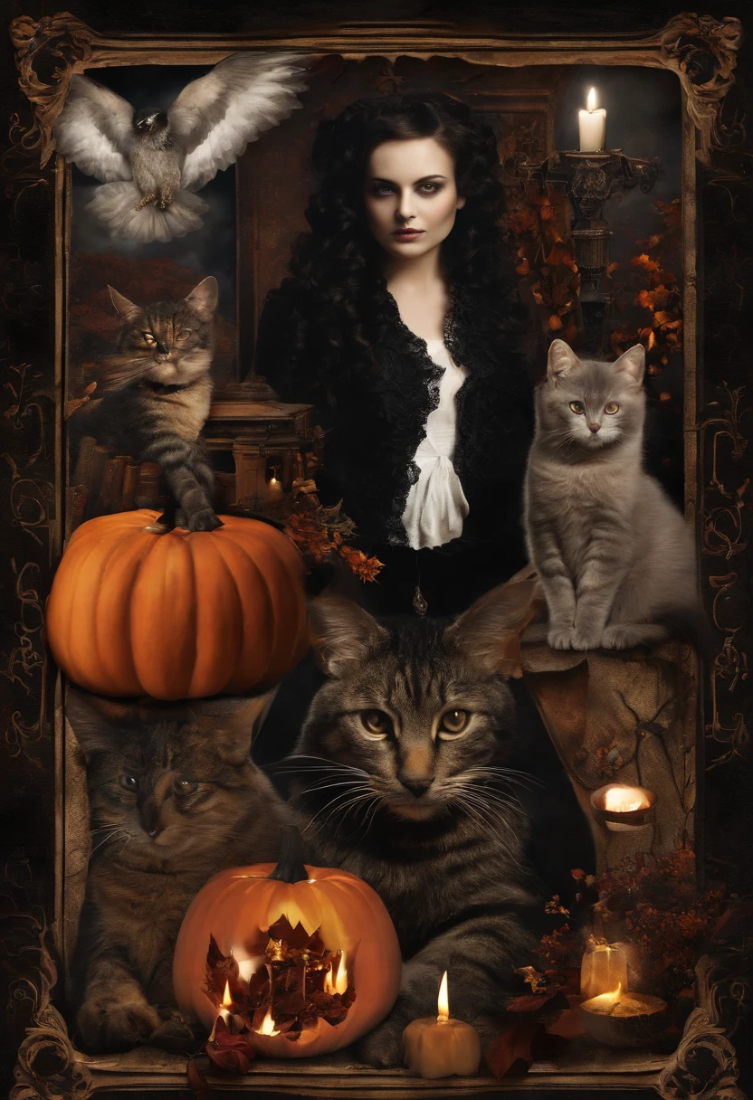 Gothic Halloween Collage Wall Art Style Vintage Dark Academy