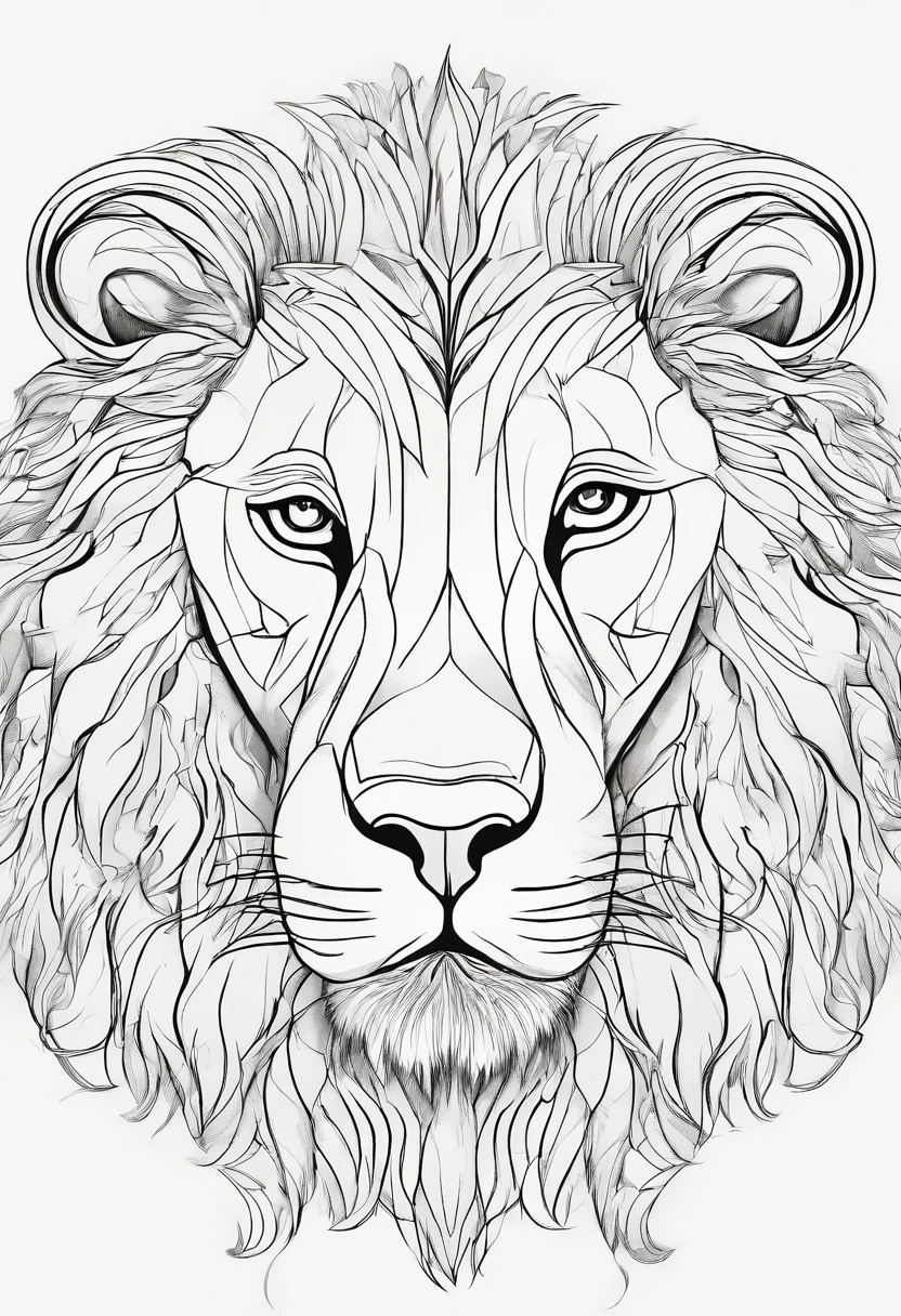 Zoo animals,lion,sketch style,coloring page,white background,drawing style,kids style