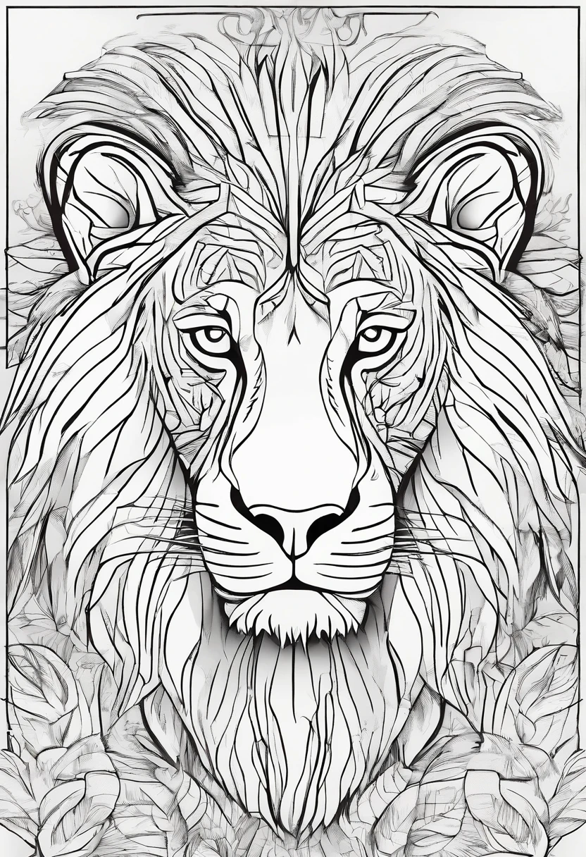 Zoo animals,lion,sketch style,coloring page,white background,drawing style,kids style