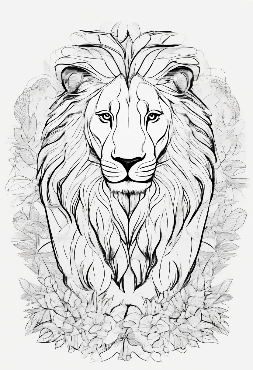 Zoo animals,lion,sketch style,coloring page,white background,drawing style,kids style