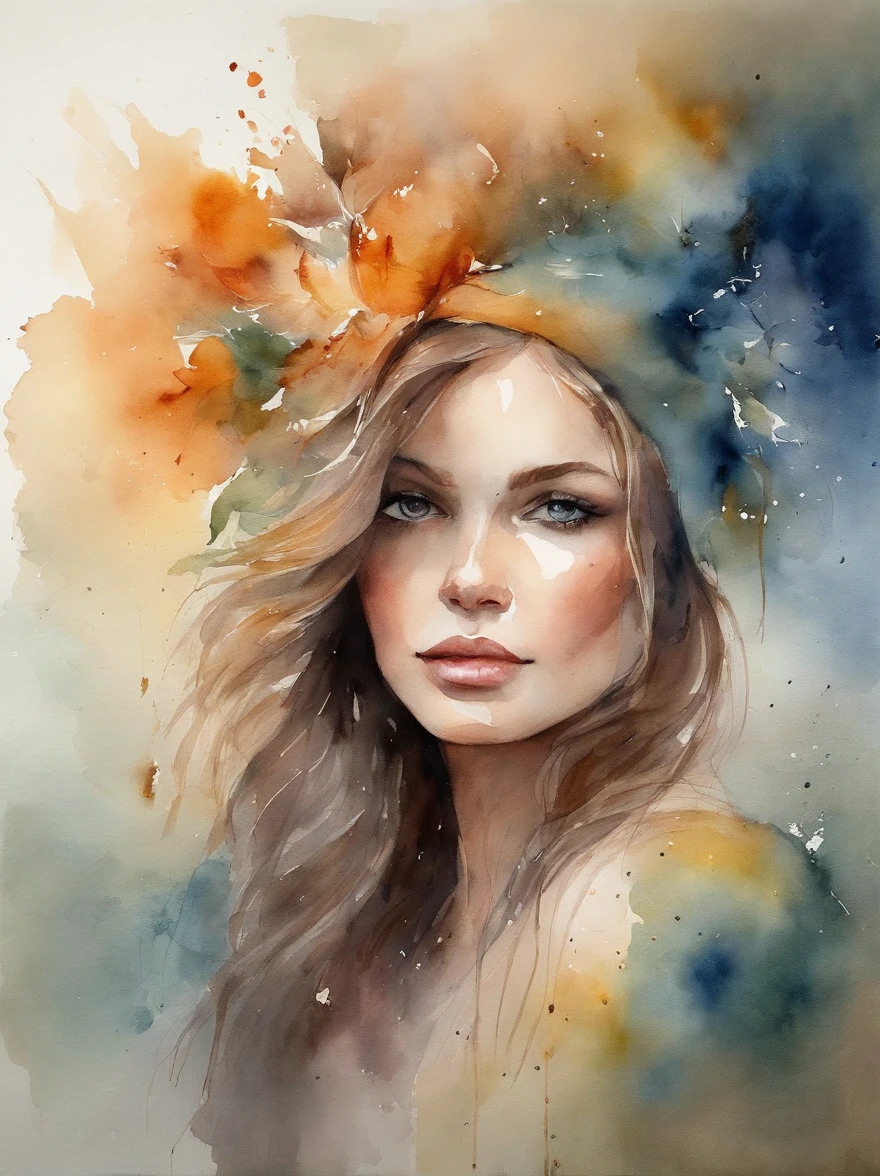 Watercolor Painting of a beautiful girl : : Trending on Artstation: : The simple composition creates a sense of order and harmony. The painting captures the spiritual qualities of the natural world. --uplight --ar 9:16