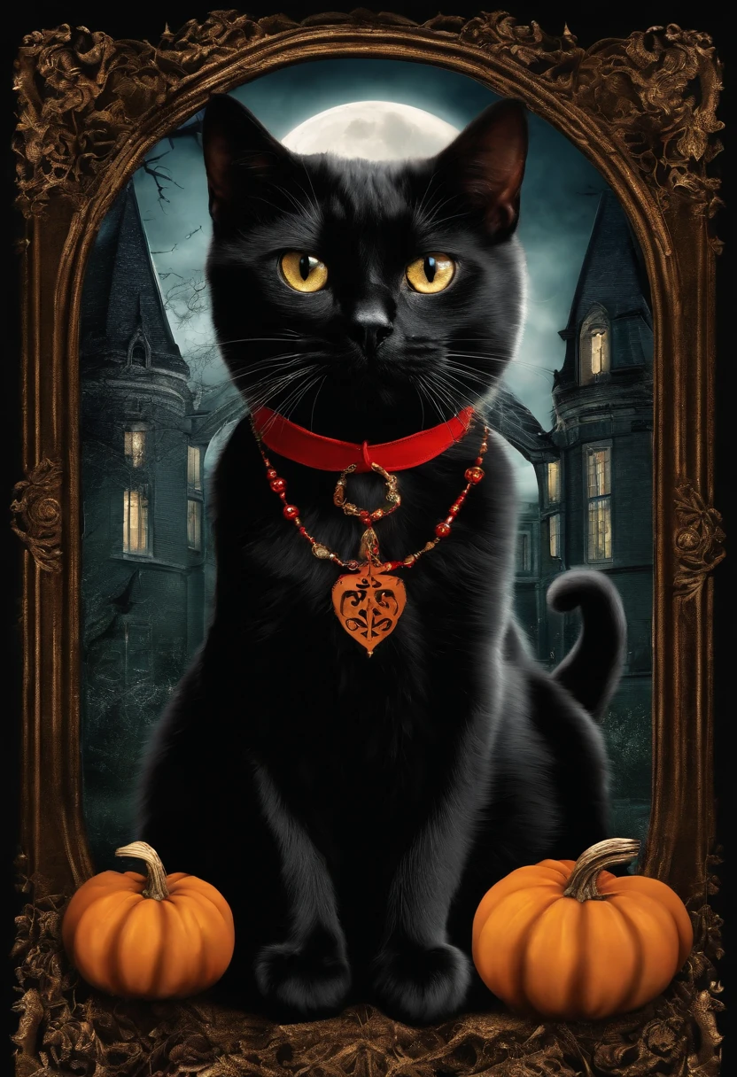 Halloween Gothic Collage Wall Art Style with Cats Vintage Dark Academy