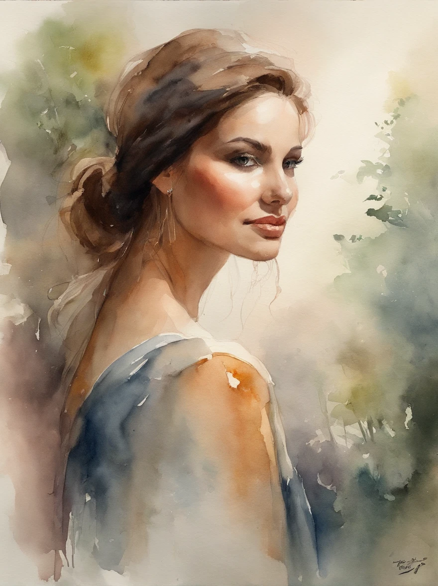 Watercolor Painting of a beautiful girl : : Trending on Artstation: : The simple composition creates a sense of order and harmony. The painting captures the spiritual qualities of the natural world. --uplight --ar 9:16