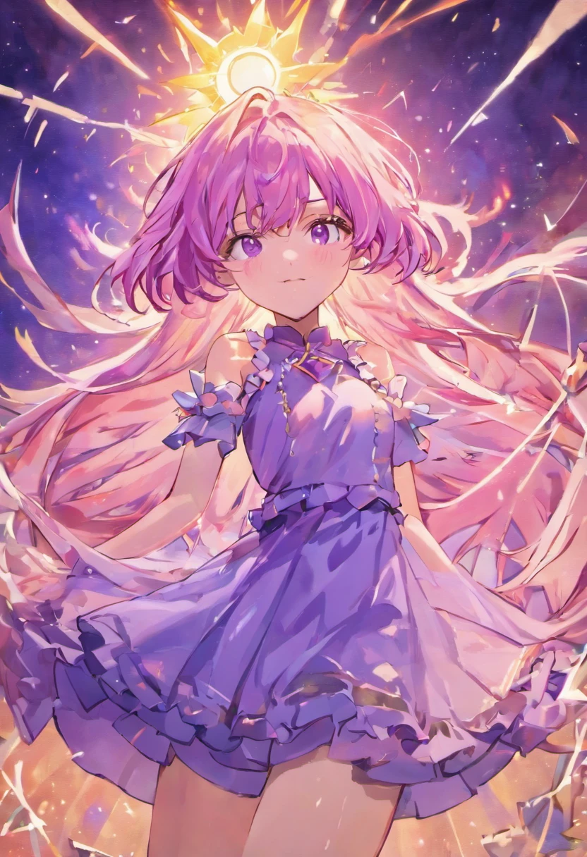 cat ears tail,long hair,pInk hair,angel shota,(boy's flat chest),dancing in the heaven,hyper detail and hyper precise illumination,anime style outline,Say good night and smile,