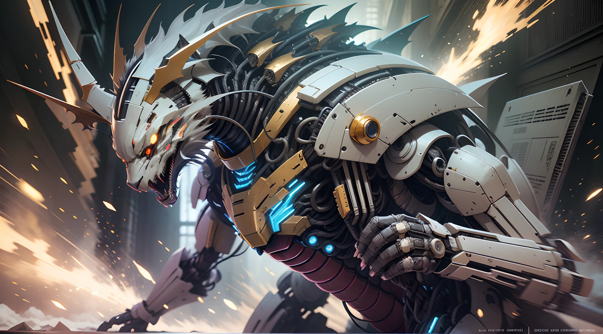 mecha gundam armor suit "Dragon", evil, fierce, anime, in action, style expressive --auto --s2