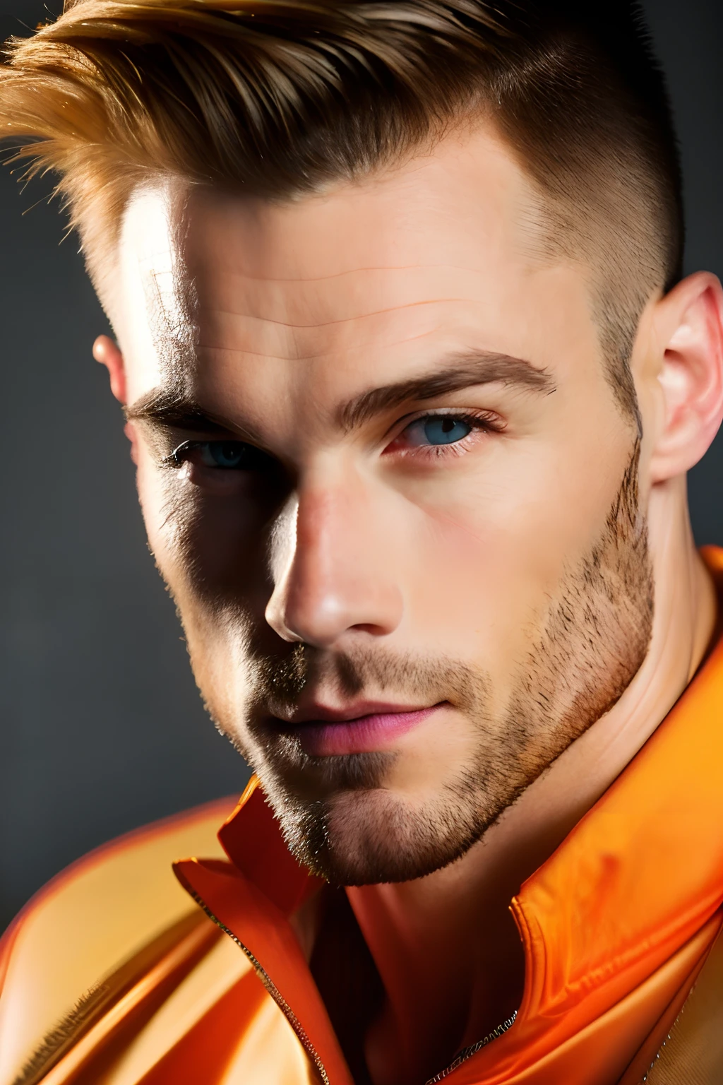 ((Hommes seulement)), (Handsome muscular man in orange cockroach exterminator work outfit, punaise de lit comme logo, dans une chambre sale), (specifics: 1 en 1), muscles naturels, hig quality, (detailed face and eyes), (visage、: 1 / 2), bruit, real photography、... .....................................................................................PSD, mise au point nette, high resolution 8k, Realstic & Photographie professionnelle, 8K UHD, softlighting, High quality, grain du film, FujifilmXT3
