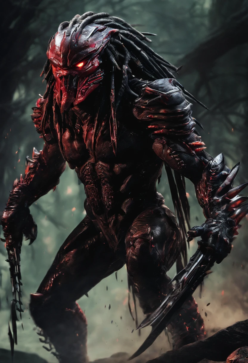 PredatorA fierce, terrifying predator lurking in the shadows, waiting to strike. Show its primal nature and deadly hunting capabilities. It should have piercing eyes, razor-sharp teeth, and a muscular body ready to pounce on its prey. The texture should be intense and textured, like an oil painting, to enhance the primal and raw feel of the creature. Include details like sleek and glossy fur, deep and menacing growls, and the predator stealthily camouflaging in its surroundings.
Create a high-quality image with the best resolution available (best quality, 4k, 8k, highres, masterpiece:1.2). The image should be ultra-detailed and realistic, capturing every intricate detail of the predator's anatomy. Use studio lighting to illuminate the scene, bringing out the vivid colors and enhancing the contrast between light and shadows. Add bokeh effects to give depth and focus to the main subject, making it stand out in the composition.
Capture the essence of horror and suspense in the artwork, portraying the predator as an unstoppable force of nature. The color palette should be dark and menacing, with shades of red and black dominating the scene. Use dramatic lighting to create intense highlights and shadows, highlighting the predator's menacing presence. Add a touch of sci-fi elements to create an otherworldly feel, emphasizing the predator's unique and exotic nature.
Remember to create a sense of realism and authenticity in the image, making the viewer feel like they are witnessing the predator in its natural habitat. Use physically-based rendering techniques to accurately depict the textures and materials of the predator, enhancing the overall believability of the artwork.
In summary, the prompt for generating a high-quality predator image would be:
(predator, intense, textured, oil painting),(fierce, terrifying, piercing eyes, razor-sharp teeth, muscular body),(sleek, glossy fur, deep growls, stealthily camouflaging),(best quality, 4k, 8k, highres, masterpiece:1.2),u