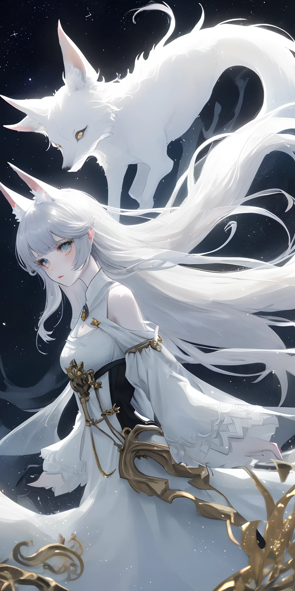 Anime girl with white hair and white skirt standing in front of the city, Anime art wallpaper 8 K, Anime art wallpaper 4k, Anime art wallpaper 4 K, 4K anime wallpaper, beautiful fantasy anime, Anime fantasy artwork, Anime wallpaper 4K, Anime wallpaper 4 k, 2. 5 D CGI anime fantasy artwork, ultra hd anime wallpaper